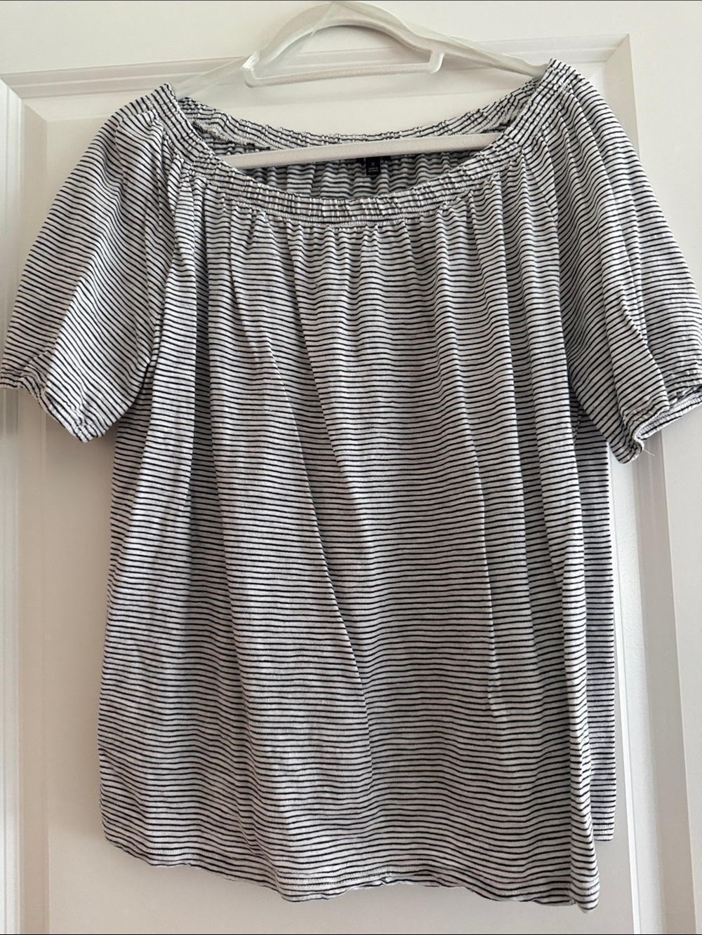 Talbots Striped “Off-Shoulder” Women’s Top - Black & White